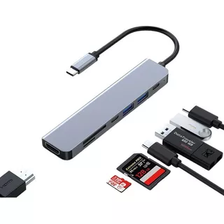 Hub Convertidor Usb 3.0 Tipo C Multipuerto 7 En 1 4k Hdmi