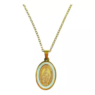 Colgante Medalla Virgen Maria Nacar Chapada En Oro 18k Amor
