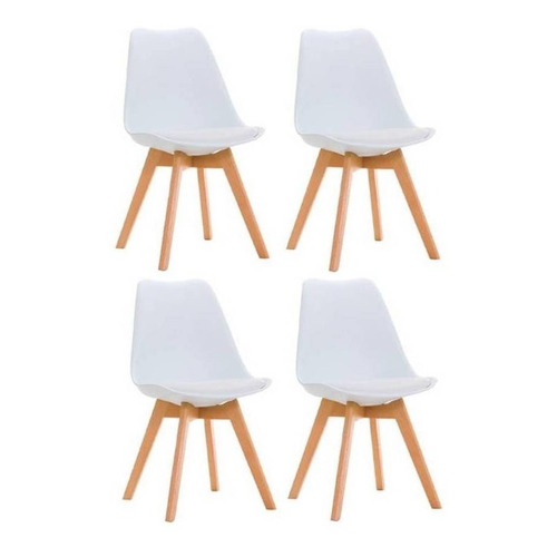 Silla de comedor Virke Tulip, estructura color blanco, 4 unidades