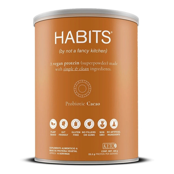 Proteína Habits Vegana Sabor Cacao 488 G