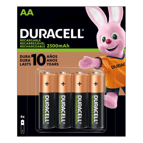 Pilas Duracell recargable AA 4 unidades 1.2V