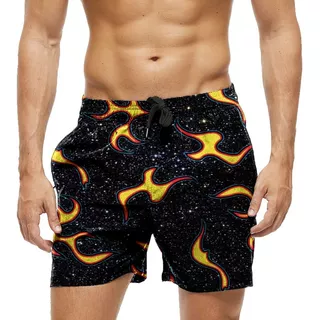 Short Praia Shorts Banho Bermuda Verão Raios Fogo Fire 631