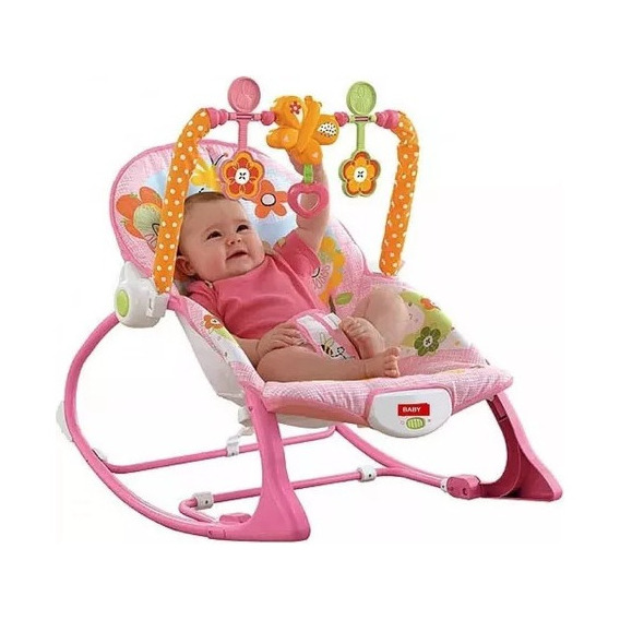 Silla Vibradora Musical Para Bebes Color Rosa Coneja