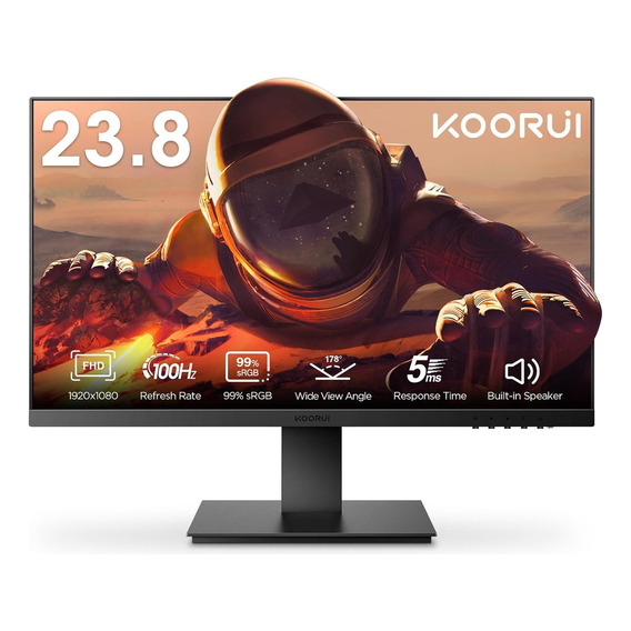 Monitor Koorui 24 Pulgadas 100hz Altavoces Hdmi 5ms Gamer Color Negro 110v