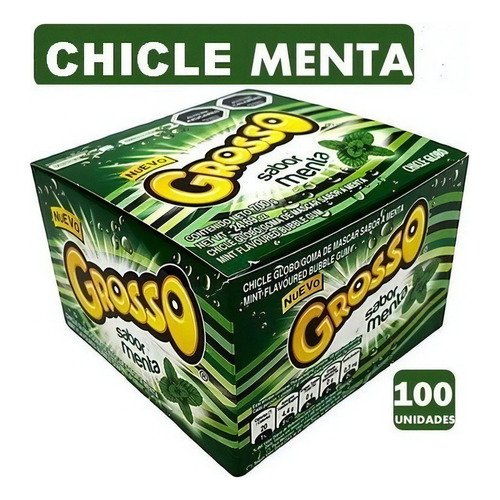 Chicle Grosso Menta Display 100 Unidades 7gr