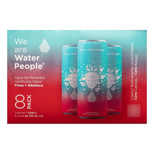 Agua Mineral Sabor Fresa-albahaca Water People 355 Ml