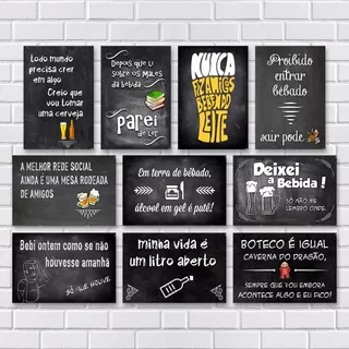Kit 10 Placas Decorativas Frases Engraçadas De Boteco - Bar