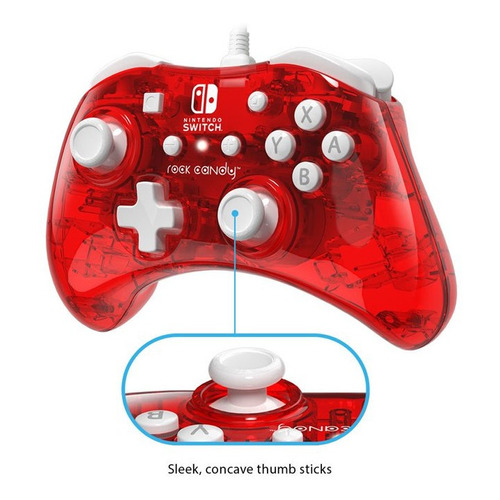 Control Pdp Nintendo Switch Rock Candy Mini Alambrico Color Rojo