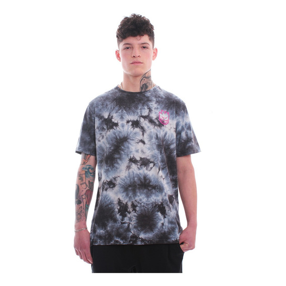 Polera Hombre Manga Corta Spitfire Emblem Tie Dye Negro-bla