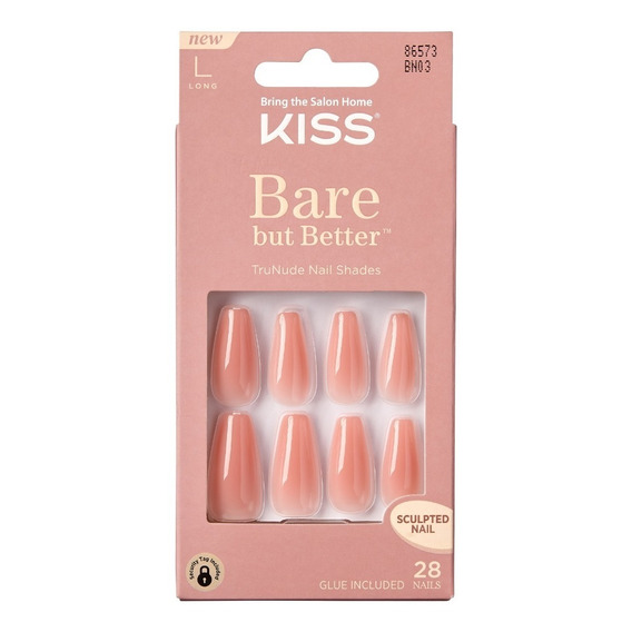 Kiss Uñas Postizas Bare But Better Glue-on Nude Glow 