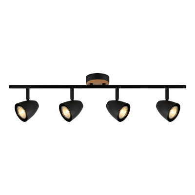 Aplique 4 Luces Negro Madera Apto Led Gu10 U1914 Mks Negro/madera