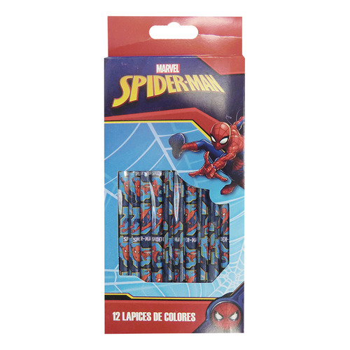 Pack X 12 Lapices Colores Spiderman Color Del Trazo Azul
