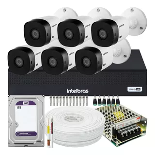 Kit 6 Câmeras Intelbras Multi Hd 1120b Dvr 8ch 1tb Wd Purple