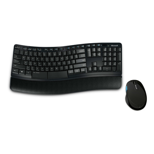 Kit de teclado y mouse inalámbrico Microsoft Sculpt Comfort Español de color negro