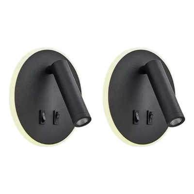 Pack X 2 Aplique Cabecera Con Tecla Circular Focus Negro Ld Negro