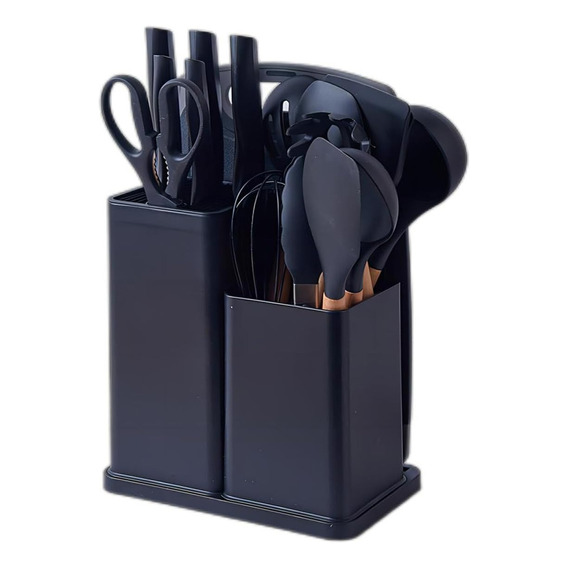 Set Utensilios De Cocina Menaje De Silicona Colores Color Negro