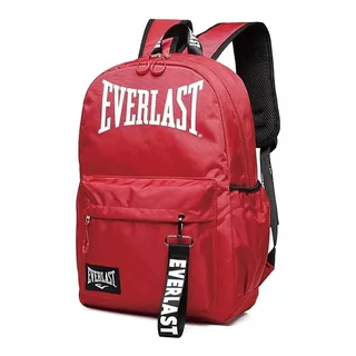 Mochila Urbana Everlast Bolsillo Anti Robo Llavero Escolar Color Rojo