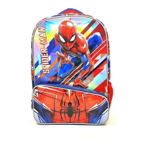Mochila Espalda Spiderman 3d 17 Pulgadas Primaria Color Rojo Diseño De La Tela Spiderman