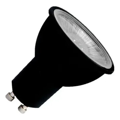 Pack X 10 Lampara Dicroica Led 7w 220v Gu10 Carcaza Negra Calido