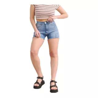 Short Jeans Mujer Eva Elastizado Tiro Alto