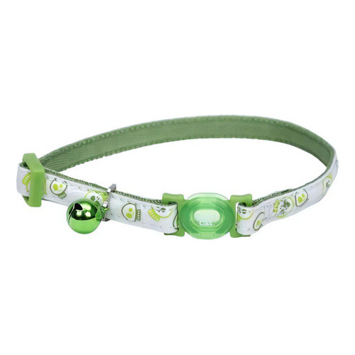 Collar Gato Coastal Huesos Brilla En La Oscuridad Color Verde