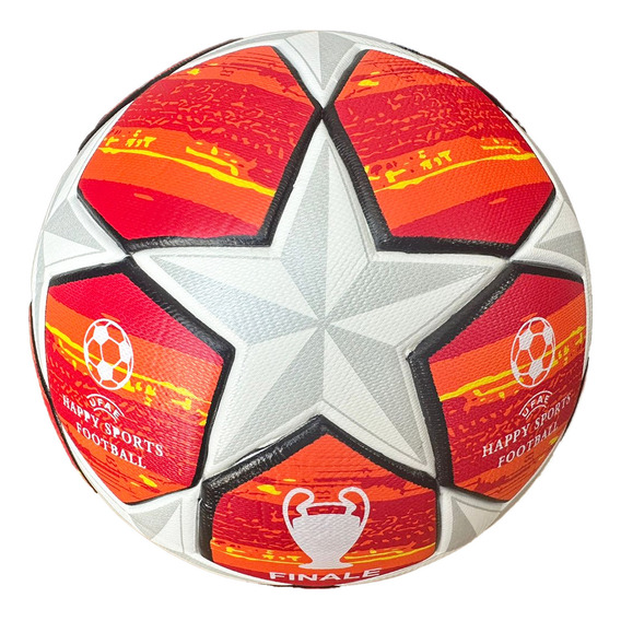 Balón Futbol Soccer No 5 Híbrido Champions Estrellas Sellado Color Naranja