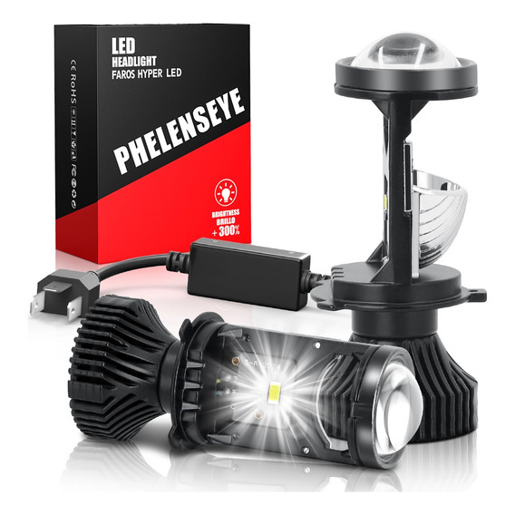 Kit Focos Led Para Coche H4/9003/hb2 Lupa Mini Proyector 