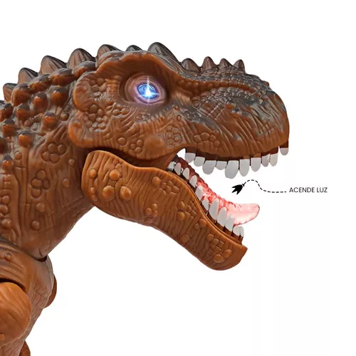 Dinossauro Tiranossauro Rex com Luz e Som Marrom Zoop Toys