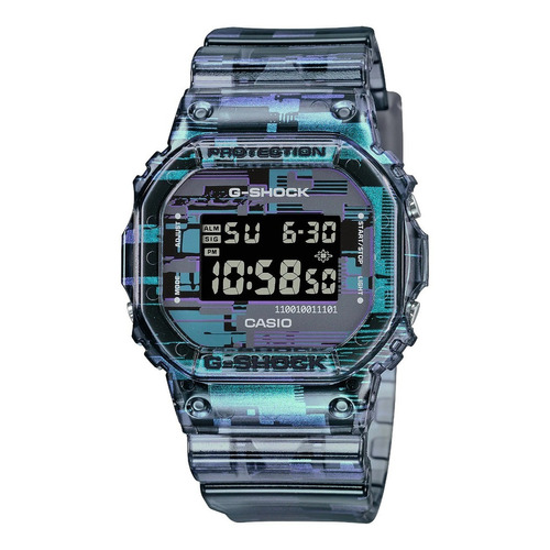 Reloj Casio G-shock Dw-5600nn-1 Unisex Time Square Color De La Correa Azul/lila Color Del Bisel Azul/lila Color Del Fondo Negro