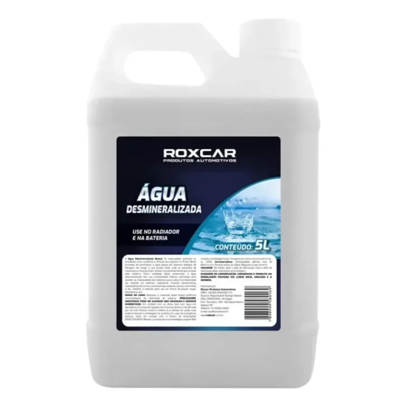 Água Desmineralizada Roxcar Radiador E Bateria 5 Litros Galão