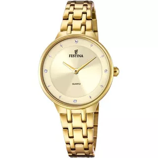 Reloj Festina  Mujer F20601.2 Mademoiselle Clasico Acero Color De La Malla Chapado Color Del Fondo Champan