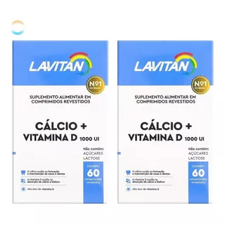 Combo 2x Lavitan Cálcio + Vitamina D 1000ui Cimed 60comp Sabor Sem Sabor