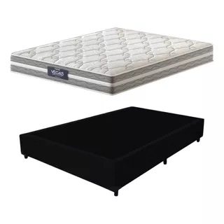 Cama Box Viúva + Colchão Mola Ensacada Probel Vegas Cor Preto