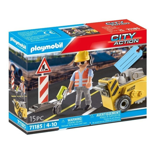 Juego Playmobil City Action Trabajador De Construcción 15 Pc