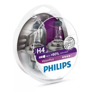 Juego De Lámparas Halógenas H4 Philips Visionplus +60%