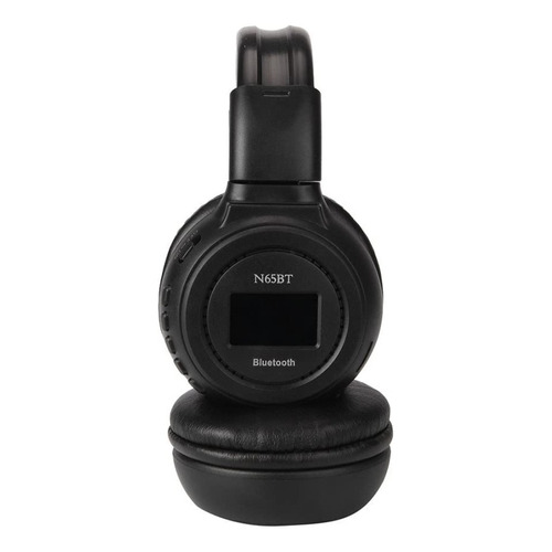 Audífonos Bluetooth Recargables Radio Fm N65 Con Pantalla Color Negro