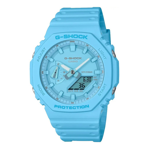 Reloj Casio G-shock Series Dig/ana Ga-2100 Correa Azul Bisel Azul Fondo Azul