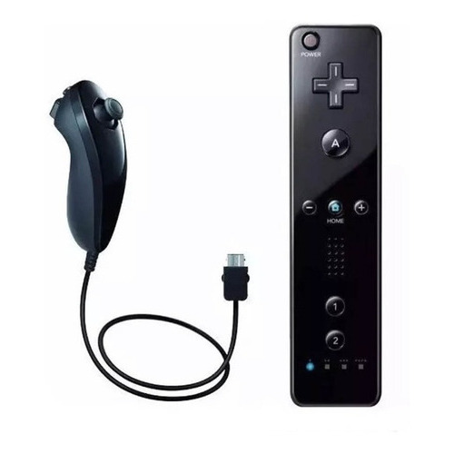 Control + Nunchuk Para Consolas Wii Genérico Color Negro