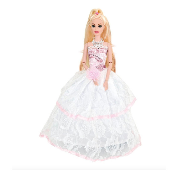 Muñeca Princesa Articulada Rubia Vestido Blanco Ditoys 2053