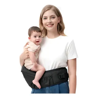 Momcozy Cangurera Portabebé Mochila Con Asiento Bebé Medio Color Black Medium