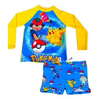 Conjunto Blusa Sunga Com Proteção Uv Meninopokemomoda Praia