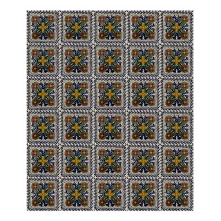 Azulejo 10.5cm Artesanal Tipo Talavera Liso 90pz #acle-03