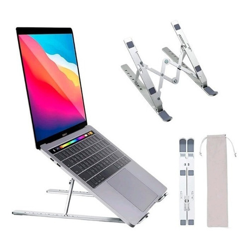 Soporte Base Notebook Macbook Pro Air Aluminio Ergonomico Color Plateado