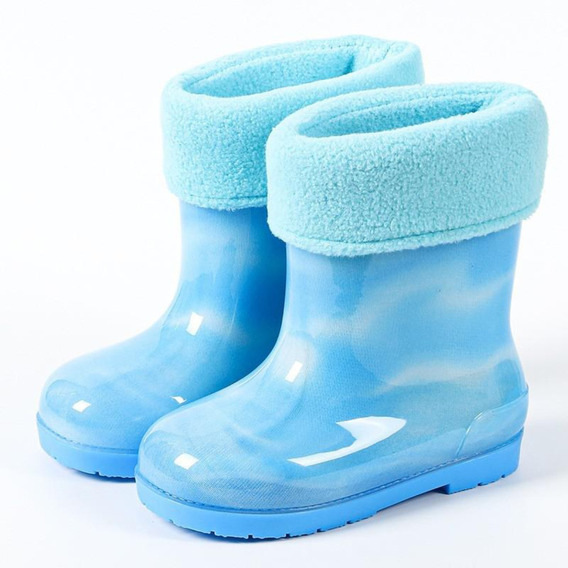 Bota De Lluvia Niño Niña En Pvc Con Interior En Corderito