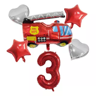 Globos De Camión De Bomberos Para Decoración De Cumpleaños