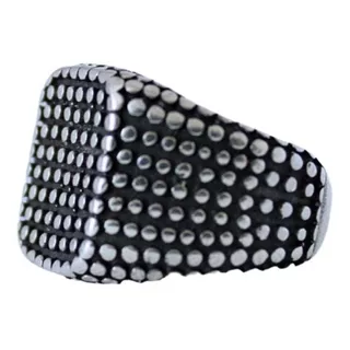 Anillo Polka Dots Vintage Hombre Plata Maciza 925 Pavonado