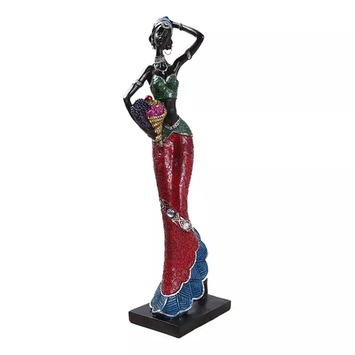 Escultura Africana Mujeres Niñas Tribal Lady Figurita 