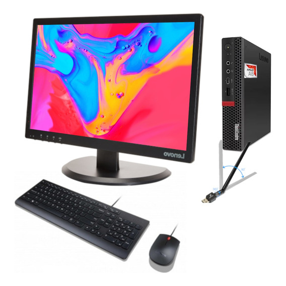 Pc Barata Lenovo Tiny Amd A6 8 Gb 500 Gb Monitor 19 Wifi W10