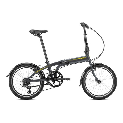 Bicicleta urbana plegable Tern Link A7 R20 Único frenos v-brakes cambio Shimano Tourney color matte shale/mango con pie de apoyo  