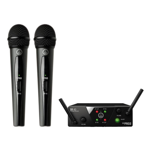 Micrófonos AKG WMS40 Mini Dual Vocal Set Dinámico Cardioide color negro